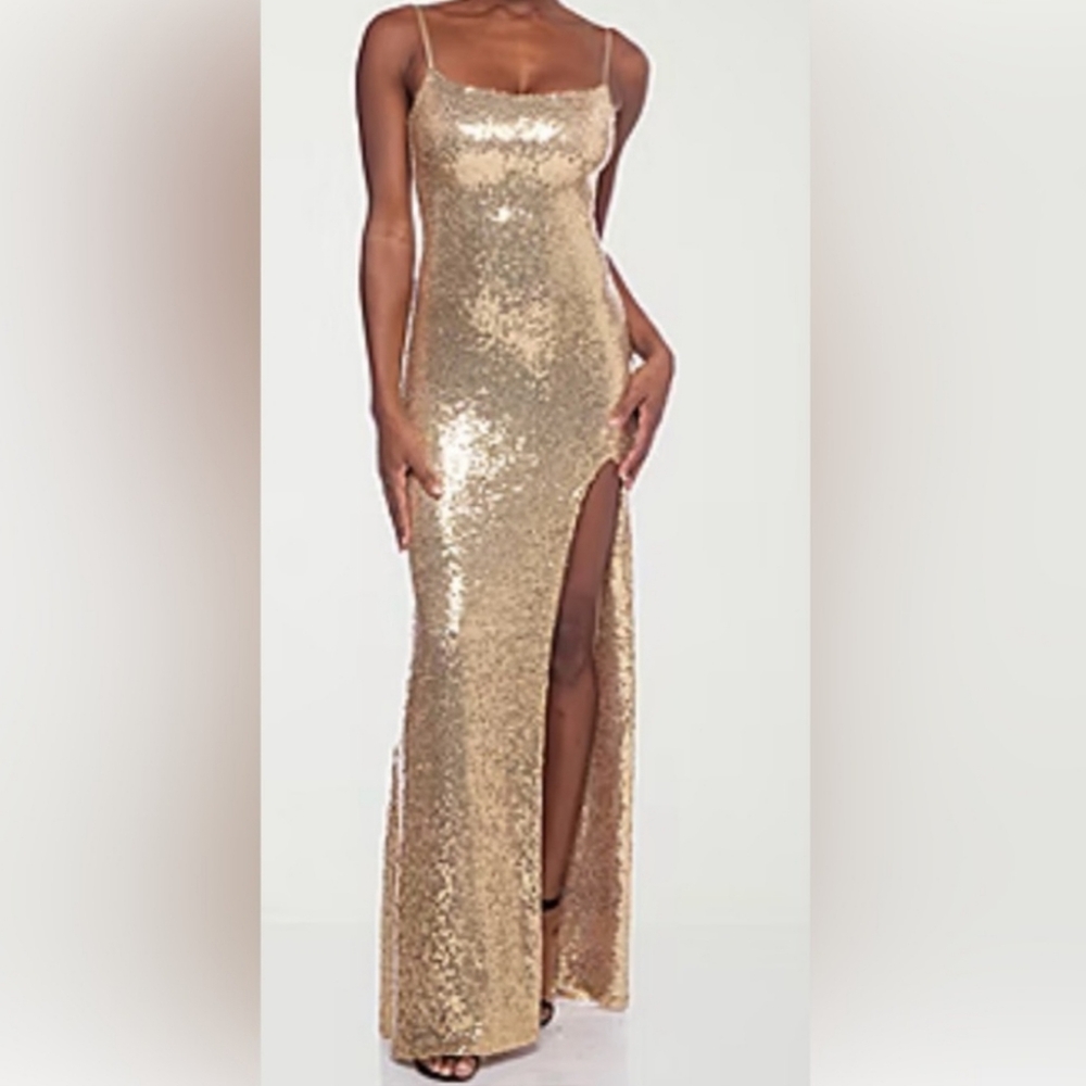 B. Smart Junior's Size 3 Dress Gown Prom Homecoming Wedding Gold Sparkle